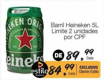 Supermercado Dalben Barril heineken 5l limite 2 unidades por cpf oferta