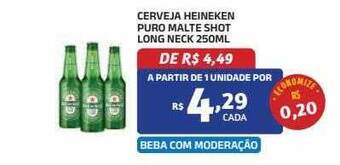 Cerveja heineken puro malte shot long neck