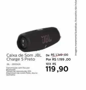 Caixa de som jbl charge 5 preto