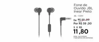 Fone de ouvido jbl inear preto