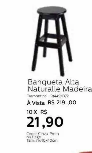 Banqueta alta naturalle madeira