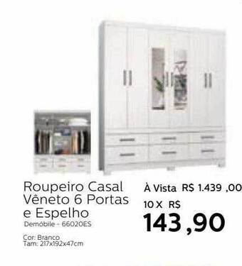 Grupo Formosa Roupeiro casal vêneto 6 portas e espelho oferta