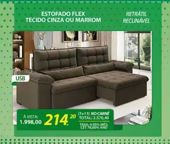 Lojas Cem Estofado flex tecido cinza ou marrom oferta