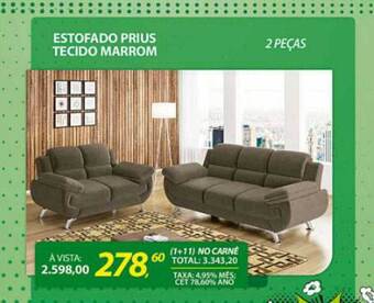 Lojas Cem Estofado prius tecido marrom oferta