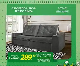 Lojas Cem Estofado lisboa tecido cinza oferta