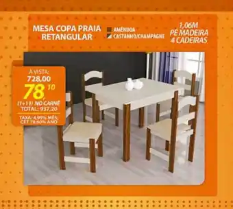 Lojas Cem Mesa copa praia retangular oferta