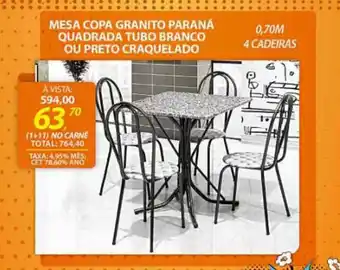 Lojas Cem Mesa copa granito paraná quadrada tubo branco ou preto craquelado oferta