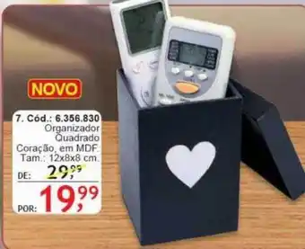 Organizador quadrado coração em mdf