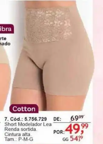 Short modelador lea renda sortida cintura alta tam