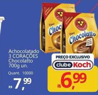 Supermercados Koch Achocolatado 3 corações chocolatto oferta
