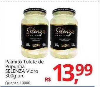 Palmito tolete de pupunha selenza vidro