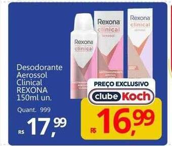 Supermercados Koch Desodorante aerossol clinical rexona oferta