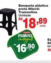 Makro Banqueta plástica preta niterói tramontina unidade oferta