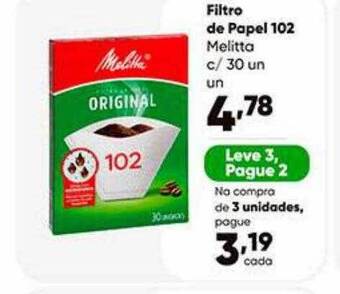 Zaffari Filtro de papel 102 melitta c- 30 oferta