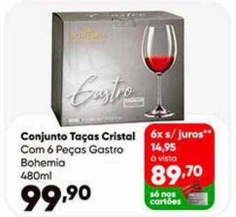 Zaffari Conjunto taças cristal com 6 peças gastro bohemia oferta