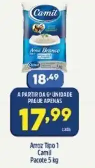 Arena Atacado Arroz tipo 1 Camil pacote 5kg oferta