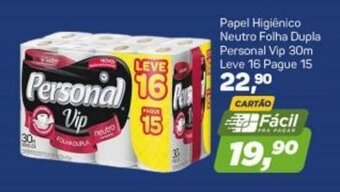 Arena Atacado Papel Higiénico Neutro Folha Dupla Personal Vip 30m Leve 16 pague 15 oferta