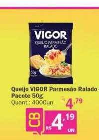 Queijo vigor parmesão ralado pacote