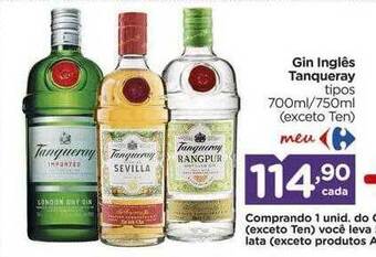 Carrefour Gin inglês tanqueray tipos oferta