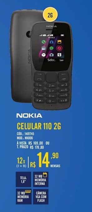 Zema Nokia Celular 110 2G oferta
