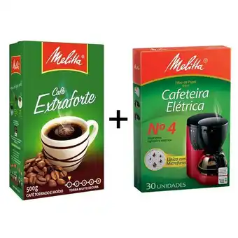 Pão de Açúcar Kit melitta com café à vácuo torrado e moído extra forte caixa 500g + coador de papel nº 4 com 30 unidades oferta