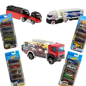 Kit hot wheels com 5 carrinhos e 1 caminhão de metal - mattel