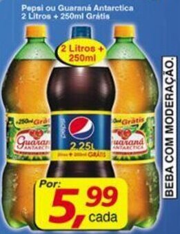 Supermercados Guanabara Pepsi ou Guarana Antarctica 2L + 250ml Gratis oferta
