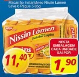 Supermercados Guanabara Macarrao instantaneo Nissin Lamen leve 6 pague 5 85g oferta