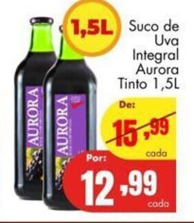 Barbosa Supermercados Suco de Uva Integral Aurora Tinto 1.5L oferta