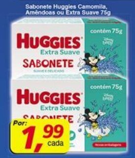 Supermercados Guanabara Sabonete Huggies Camomila, Amendoas ou Extra Suave 75g oferta