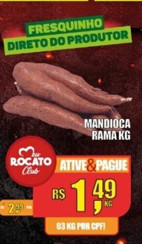 Rocato Supermercados Mandioca Rama 1kg oferta