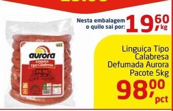 Tenda Atacado Linguiça tipo calabresa defumada aurora pacote 5kg oferta