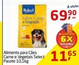 Tenda Atacado Alimento para cães carne e vegetais select pacote 10,1kg oferta