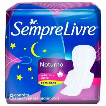 Supermercados Tauste Absorvente sempre livre com abas suave noturno pacote c/8 oferta