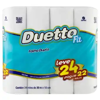 Supermercados Tauste Papel higiênico duetto fit folha dupla 30m neutro leve 24 pague 22 pacote c/24 oferta
