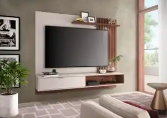 Eletrosom Home painel suspenso para tvs até 60 tocantins 1.6 off white/nogueira real - colibri móveis oferta