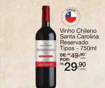 Mambo Vinho chileno santa carolina reservado tipos oferta