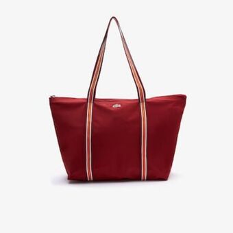 Lacoste Sacola feminina jeanne grande em lona com alças listradas oferta