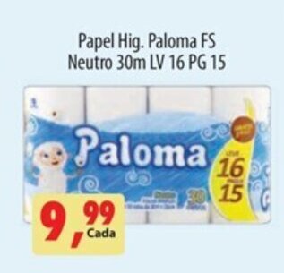 Paulistão Supermercados Papel Hig. Paloma FS Neutro 30m Lv16 pg15 oferta