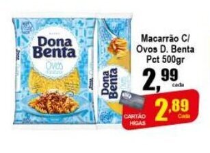 Higa's Supermercado Macarrao c/ Ovos Dona Benta Pct 500g oferta