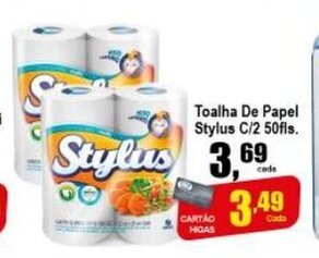 Higa's Supermercado Toalha de Papel Stylus c/2 50 folhas oferta