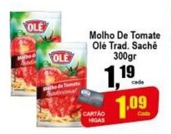 Higa's Supermercado Molho de Tomate Ole tradicional sache 300g oferta