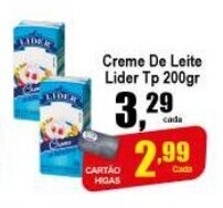 Higa's Supermercado Creme de leite Lider TP 200g oferta
