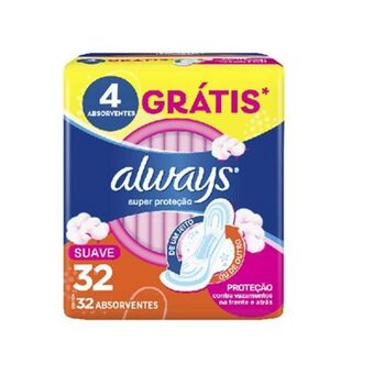 Absorvente suave super proteção com abas always 32un