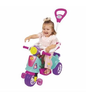 Triciclo infantil com empurrador - avespa - pink - maral 3173