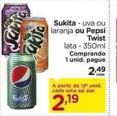 Carrefour Sukita - uva ou laranja ou pepsi twist lata oferta