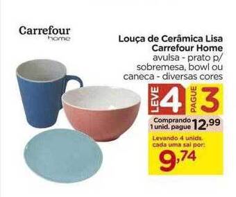 Carrefour Louça de cerâmica lisa carrefour home oferta