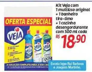 Kit veja com 1 multiúso original + 1 banheiro tira-limo + 1 cozinha desengordurante com cada