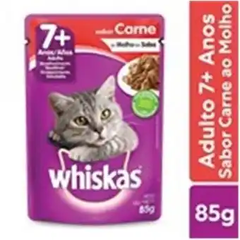 Alimento ração úmida para gatos adultos whiskas sachê senior carne