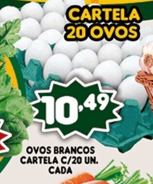 Supermercados Cristal Ovos Brancos cartela c/20 un. cada oferta